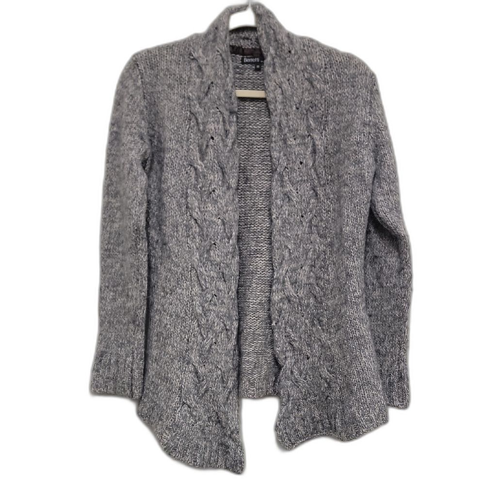 Italian Alpaca Blend Knit Neutral Cable Knit Cardigan Sweater